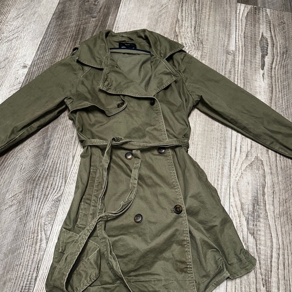 Lucky Brand Military Trench Coat Olive green drab double breasted jacket M - Picture 8 of 14